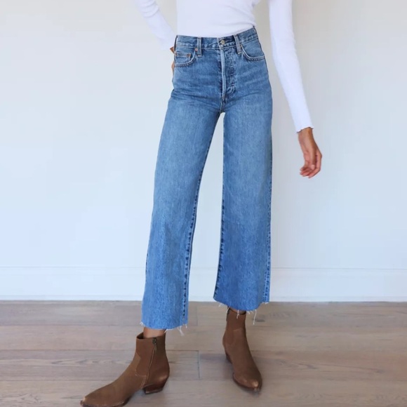 Denim Forum Denim - Aritzia Jeans Women’s Sz 29 Blue Denim Forum The Farrah High Rise Wide Leg 28L
